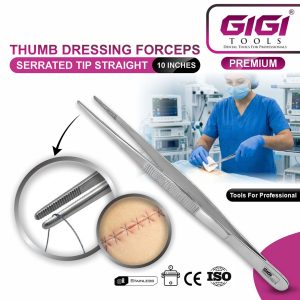 Thumb Dressing Forceps (Serrated Tip, Straight) - Image 7