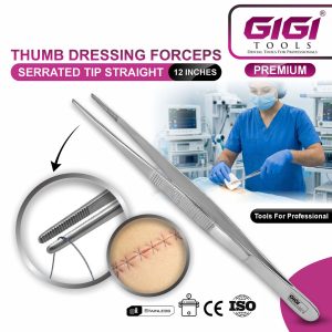 Thumb Dressing Forceps (Serrated Tip, Straight) - Image 8