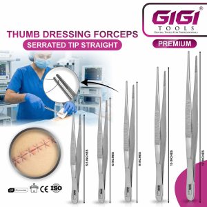 Thumb Dressing Forceps (Serrated Tip, Straight) - Image 4
