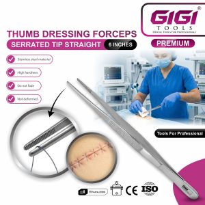 Thumb Dressing Forceps (Serrated Tip, Straight) - Image 5