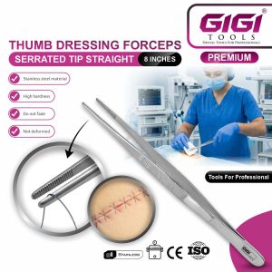 Thumb Dressing Forceps (Serrated Tip, Straight) - Image 6